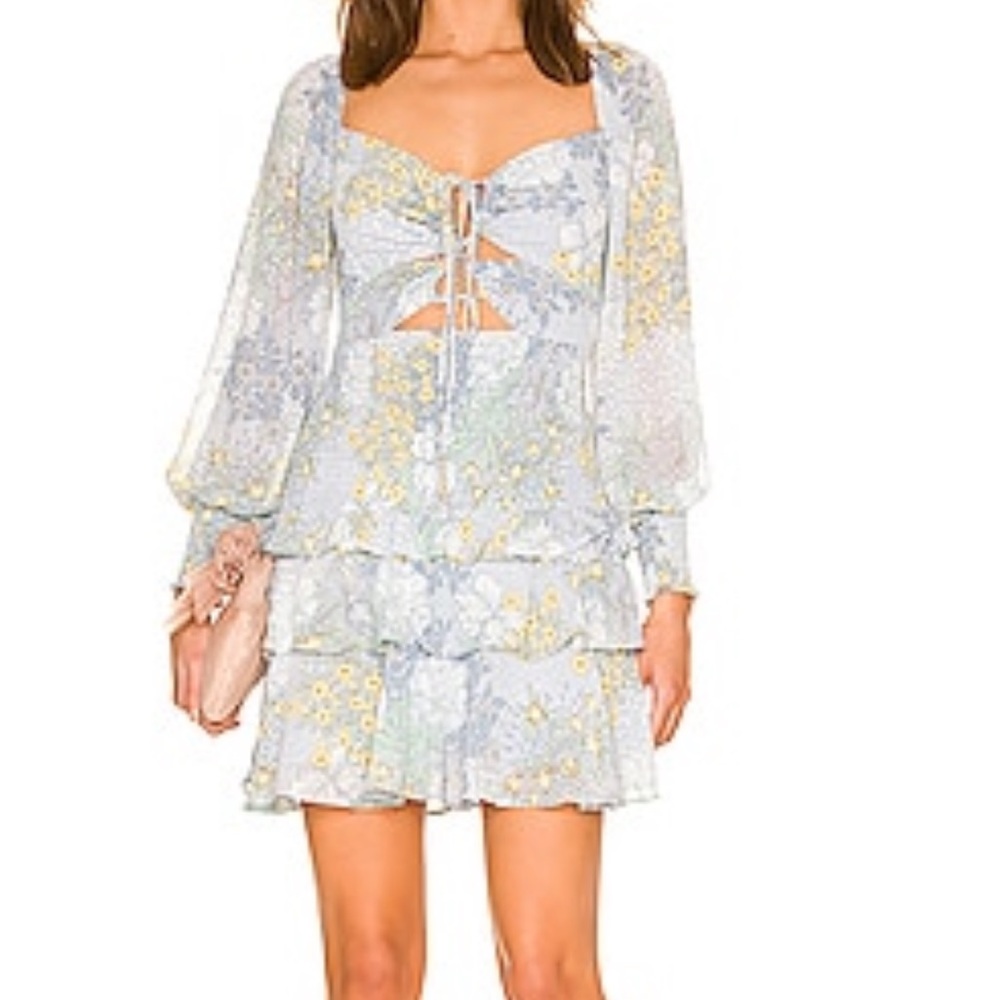 Astr Blue and Yellow Floral Mini Dress